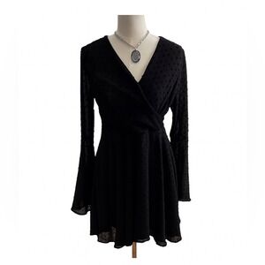 Altar'd State Boho Mini Dress – Size Medium, Wrap Front & Bell Sleeves
